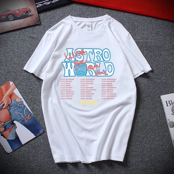 De gran tamaño Travis Scott AstroWorld Tour de T-shirt para Hombres 1:1 de la Carta de Impresión T-shirt de Hip Hop de Ropa de Kanye West ASTROWORLD Estilo