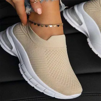 Suave Elástico del Calcetín, Calzado Deportivo Más Size35-43 de la Plataforma de Zapatillas de deporte de las Mujeres Vulcanizado Zapatos de Tela Deslizarse sobre Casual Zapatillas 2021