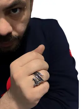 Nueva Zulfiqar Kýlýnç Diseño Especial De La Plata Esterlina 925 Hombres 'S Ring