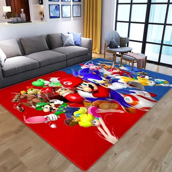 Franela suave Alfombra de dibujos animados de Anime de Super Mario 3D Impreso Alfombras para Niños Dormitorio Jugar Grandes Alfombras de Área Infantil Juego de Sala de Rastreo Mat