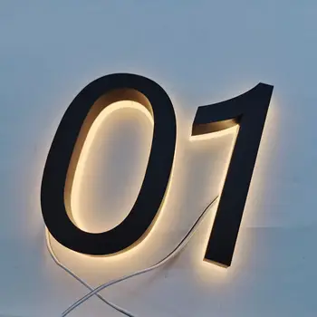Impermeable de la Luz de señal de acero inoxidable led 3D illumilous luz de los números de la casa dirección de nu