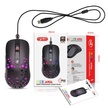 Gaming Mouse 6D 8000DPI Ajustable Ratón con Cable de Programación de Macros Ratón Gamer Óptico LED de Ratones de Ordenador