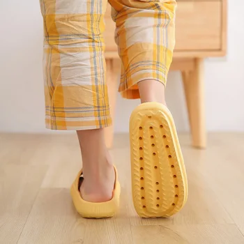 La mujer Gruesa Plataforma de Zapatillas de Moda de Verano de EVA Suela Suave Playa de Diapositivas Sandalias de los Hombres de la Pareja Interior cuarto de Baño Antideslizante Zapatos de Casa