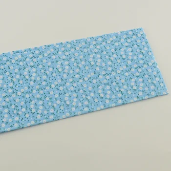 1 pieza de 50cmx50cm cielo azul impresa flor blanca diseños textiles de coser, acolchar pre-corte la grasa trimestre tecido telas de algodón de la artesanía