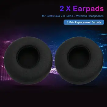 1 Par de Esponja de Recambio de Almohadillas para los Beats Solo2 Solo3 Versión Wireless Auriculares de Espuma de Memoria de las almohadillas (Negro) (Negro)
