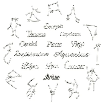 48pcs Constelación del Zodiaco Palabra Encantos Colgantes Tipo de Aleación de inglés de la Carta de los rayos UV Sello de Arcilla de Bricolaje Accesorios de la Joyería del Fabricante