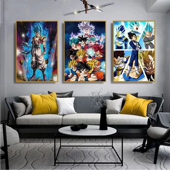 Dragon Ball Anime Japonés Poster de Dragon Ball Carácter Arte de la Pared de la Lona de Pintura de la Sala de estar de los Niños Decoración de la Habitación de la Pintura