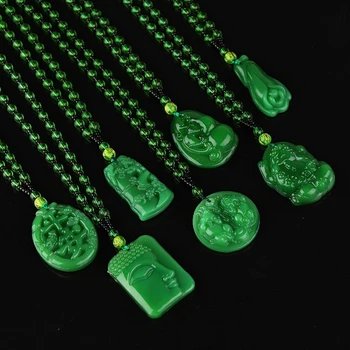 Las Mujeres De Los Hombres Collar De Perlas De La Estatua De Buda Colgante De Collares Suéter Verde De La Cadena De La Joyería Regalos