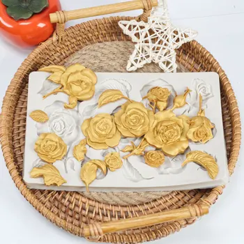 Las Flores florecen de Silicona Moldes de Pastel 3D Flor de Fondant Molde de la Magdalena de la Jalea del Caramelo de Chocolate de Decoración para Hornear Herramientas de Moldes
