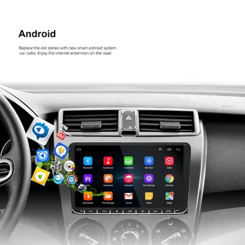 Podofo de 9 pulgadas estéreo del coche de 2+32GB Android 8.1 Coche reproductor Multimedia 2 Din para radio de Coche de Wifi GPS MP5 Jugador Espejo enlace Para VW /SKoda