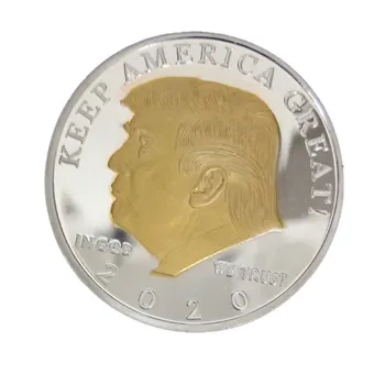 2020 de plata chapado en oro, chapado en color dos Trump moneda conmemorativa de oro y plata, el presidente estadounidense, moneda Triunfo de la artesanía de la colección de don