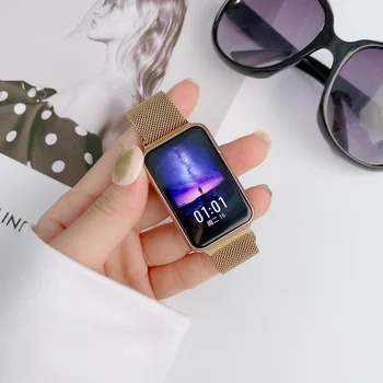 Bucle magnético de Banda Para Huawei Reloj AJUSTE Inteligente de pulsera de los Accesorios de la pulsera de la Muñeca del metal del acero inoxidable correa de huawei ajuste de la Correa