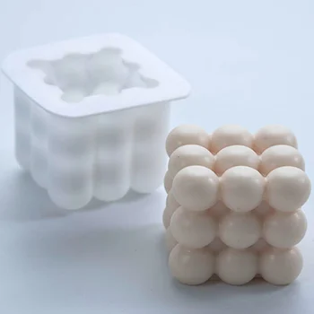 1 Pc de la Forma de la Bola de Hornear Comestibles Molde de Grado de Rubik de la Torta de la Vela hecha a Mano del Jabón del Molde de Cubo de Multi-propósito Estéreo de Silicona Mousse de Molde