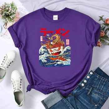 Historieta Japonesa Comida Divertida De Impresión Tops De Mujer De Verano Oversize Camisetas Estilo Suelto Camisetas De Moda De Dibujos Animados Mujer Camiseta Nueva