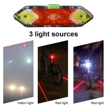 WasaFire USB Recargable Delantera y Trasera Luz de la Bicicleta 600mAh LED Rojo Amarillo Color de Doble Bicicleta luz trasera Luz de Bicicleta