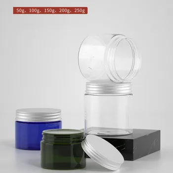 50/100/150/200/250g de Aluminio de la Cubierta de Plástico Vacías de Cosméticos de Maquillaje Frasco Bote Botellas Transparentes de la Sombra de ojos Crema Bálsamo Labial Contenedor