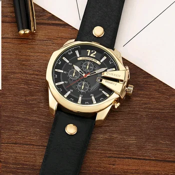 CURREN 8176 Moda Dial Grande de Cuarzo de los Hombres Reloj Popular Retro de Cuero de la Correa del Metal de Relojes para Hombre Casual Impermeable Masculino Reloj часы