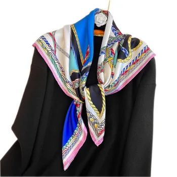 90*90cm Retro Látigo de las Nuevas Mujeres de la Armadura de tela Cruzada de Seda Cuadrado Grande Bufanda Chal Dual-Propósito Bufanda Decorativa Pañuelo Bufanda de las mujeres
