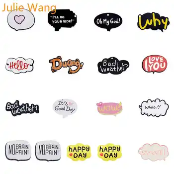 Julie Wang 4PCS Acrílico Saludos Letra de la Etiqueta de los Encantos de Graffiti Colgantes Pulsera de la Joyería de Accesorios de Decoración de Mesa de Adorno
