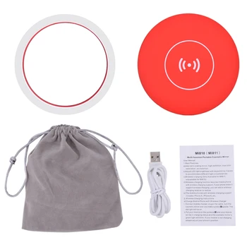 Portátil LED de Maquillaje Mini Circular Espejo Cosmético 3 Regulable Brillo de Viaje Compacto Espejo Inalámbrico USB de Carga En Venta