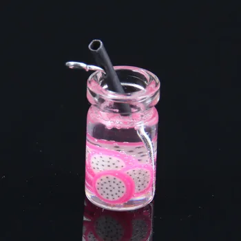 10 piezas de Vidrio Taza de Fruta Colgantes Compacto de la Copa Colgante Artificial Fruto de los Encantos de la Joyería de las Mujeres Collar de Regalo de la Decoración