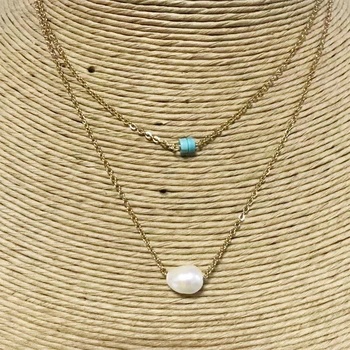 Simple de Acero Inoxidable de las Mujeres Collar hecho a Mano de Alta Calidad de la Perla de Piedra Shell Colgante de Accesorios No-descoloramiento de la Cadena de Joyería de 2020