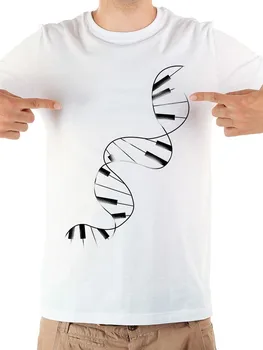 El ADN de las teclas del Piano de dibujos animados fresco t-shirt hombres jollypeach nueva marca blanca de manga corta casual homme divertida camiseta