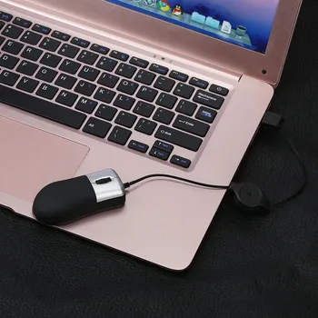 Portátil Mini Juego del Ratón Retráctil USB Óptico de Rueda de Desplazamiento del Ratón con Cable Para el ordenador Portátil PC Portátil Ratón de la Computadora #LR2