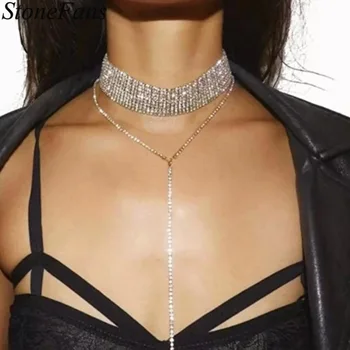 Stonefans Nuevo Cristal de diamante de imitación Gargantilla Colgante de Collar de la Joyería para las Mujeres de la Moda Bling Largo de la Cadena de Joyería Collar de Niñas de Regalo