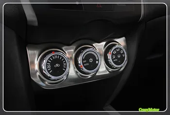Para Peugeot 4008 2012-2016 de Acero Inoxidable de aire del Coche de la condición de CA ajustar el interruptor de la cubierta del botón recortar de la etiqueta engomada del coche de estilo