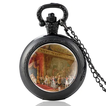 Clásico Napoleón Napoleón Ceremonia De Coronación Vintage Reloj De Bolsillo De Cuarzo De Los Hombres De Las Mujeres Collar Colgante Horas Reloj Regalos