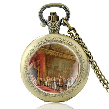 Clásico Napoleón Napoleón Ceremonia De Coronación Vintage Reloj De Bolsillo De Cuarzo De Los Hombres De Las Mujeres Collar Colgante Horas Reloj Regalos