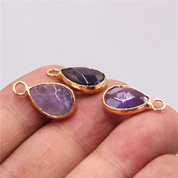 3pcs/lot Natural Amatistas púrpura de cristal de cuarzo piedra de la gota de Agua que suelta colgante del encanto de la joyería de la pulsera del collar diy