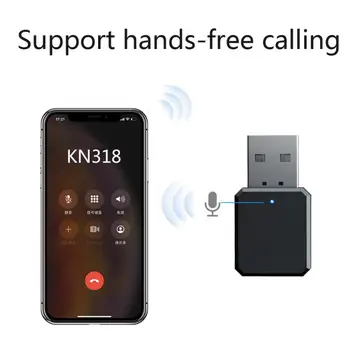 KN318 Bluetooth Audio 5.1 Receptor de Doble Salida AUX Estéreo USB de Coche Manos libres Llamada Adaptador Inalámbrico Portátil de Audio y Vídeo