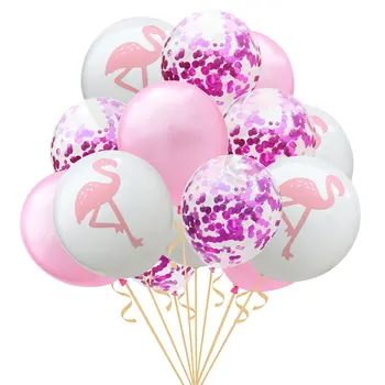 15pcs Flamingo/Palma/Piña Globos de Látex de los Globos Confeti Hawaii Tropical de Hojas de Luau de Cumpleaños de la Fiesta de la Boda con Globos