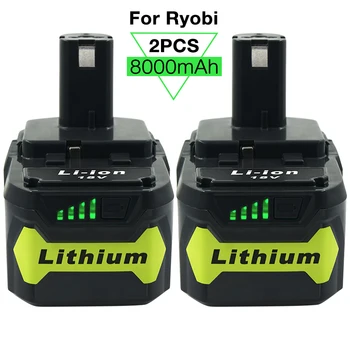 2 Pack para Ryobi 18v Batería 8.0 Ah P108 Li-ion Uno+ Herramientas eléctricas Inalámbricas RB18L50 RB18L40 RB18L25 P102 P103 P104 P105 P106 P107