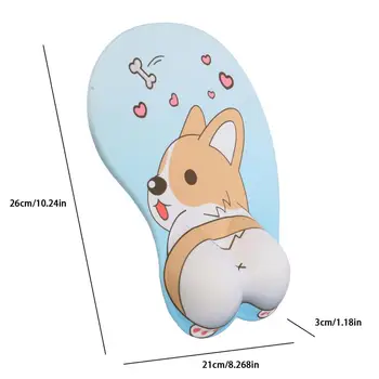 3D Mouse Pad Corgi Alfombrilla Antideslizante de Silicona Anime Perro Encantador Alfombrilla para ratón con reposamuñecas para Oficina Cómoda