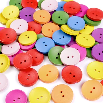 50pcs Mezclados botones de Madera Redondo Retro Floral Patrón de Impresión de Madera Decorativa Botón Botón de Costura de un Álbum de Accesorios de Costura