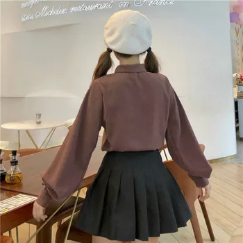 Las Mujeres Camisas De Nuevo Arco Lindo Coreano Flojo Informal Elegante Linterna Manga Dulce Streetwear Suelto De La Moda De Blusas