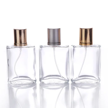 50pcs/lot Claro Vacío de Vidrio de 30 ml Spray de Perfume Botellas Portátiles de Envases de productos Cosméticos Con el Oro Y la Tapa Gris De Parfum En Acciones