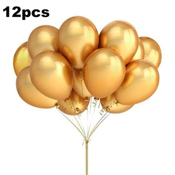 12Pcs/Set 12 pulgadas de Metal Globo de Látex de Oro, Negro, Blanco Fiesta de Cumpleaños de Halloween Tema de la Boda Decoración de los Niños Adultos Balones Aéreos