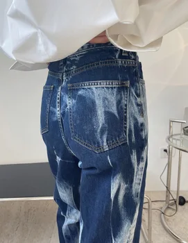 Mujer de algodón largas rectas blue jeans