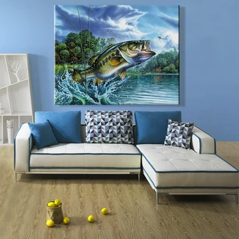 Pintura por número arte de la pintura por números de Animales peces Exageración Dormitorio decorativo de la pintura colgante hecho a Mano Divertido resumen