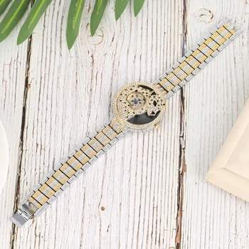De lujo Único Patrón de Leopardo incrustada con Diamantes Reloj de Cuarzo para las Mujeres de la Aleación de Plata Esqueleto Relojes de Pulsera para Damas