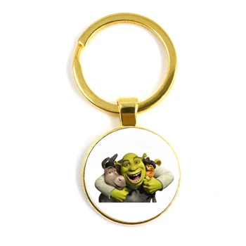 Interesante Fauna de la Naturaleza Animal de Dos Shrek Llavero de 25 mm de Vidrio Cabochon de Animal Lindo Clave del Anillo de la Joyería de los Niños de Regalo