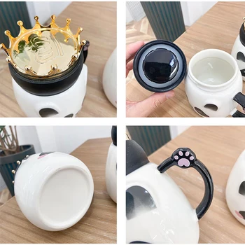 Nueva Corona panda taza,tazas de Desayuno Vaso de la Mañana de Oro de la manija de la Taza de Café con Leche, Té tazas