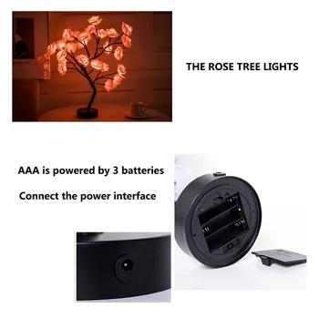 1Pc de la Rosa de la Forma de Luz de la Noche Hermosa Rosa de la Forma USB de la Lámpara para la Luz del LED Partes de Navidad de la Boda Decoración Versátil Lámpara Decorativa