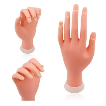 1Pcs de Uñas de Arte de Modelo Falso de la Mano de Uñas de la Práctica de Formación de Mano Ajustable de Plástico BRICOLAJE Herramientas de Manicura Flexible Suave Gel de Sílice Mano