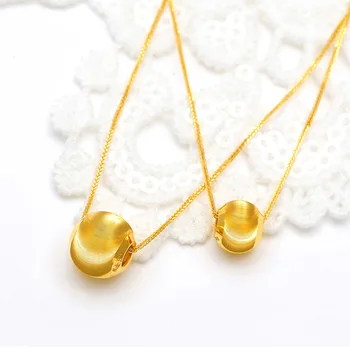 CHUHAN 999 Oro de la Perla Colgante de 18 quilates Collar 3D de oro duro de ojo de Gato de oro pequeñas perlas de AU750 Chopin O cadena en forma de cadena de la joyería Fina