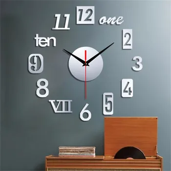 El Número romano de la Pared Reloj de Pared Sin marco de Bricolaje Muro de Silencio del Reloj 3d de la etiqueta Engomada del Espejo de la Oficina en Casa Decoración Часы Настенные Reloj 3d 50*